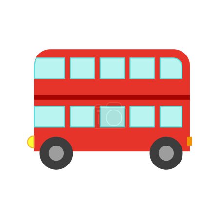 Illustration for Vector illustration of a toy car in a flat style. Icon of a double deck bus - Royalty Free Image