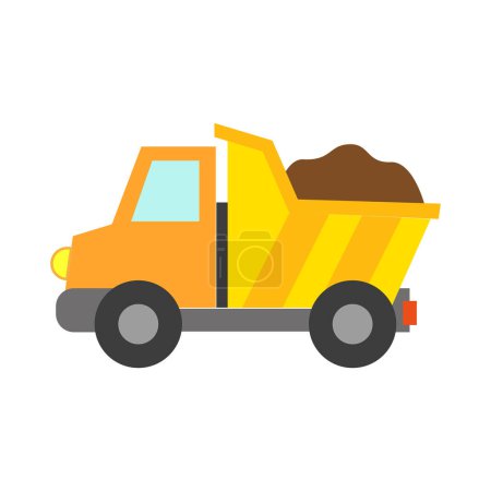 Illustration for Vector illustration of a toy car in a flat style. Icon of a dump truck - Royalty Free Image