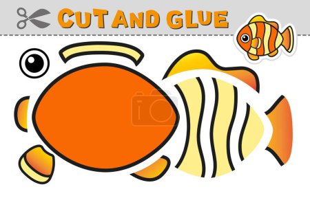 Cut out and glue a fish. Vector illustration. Paper applique for children's creativity, activity and learning