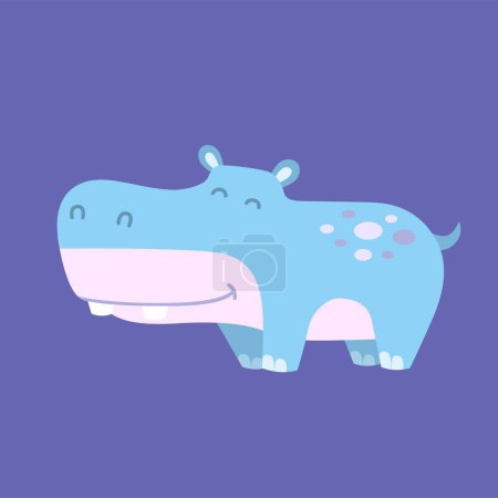 Illustration for Funny zoo animal in a cartoon style. Cute little hippo - Royalty Free Image