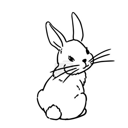 Illustration for Funny Forest animal. Cute Hand Drawn Bunny. Coloring book illustration - Royalty Free Image