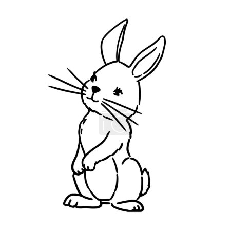 Illustration for Funny Forest animal. Cute Hand Drawn Bunny. Coloring book illustration - Royalty Free Image