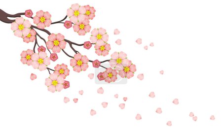 Téléchargez les illustrations : Branche de fleurs Sakura. Fond vectoriel pour la fête des femmes, la Saint-Valentin, la fête des mères et le jour du mariage - en licence libre de droit