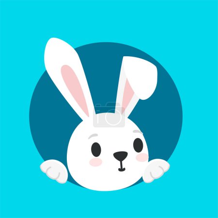 Illustration for A cute bunny looks out of a hole. Hare, rabbit, rabbit for Easter design - Royalty Free Image
