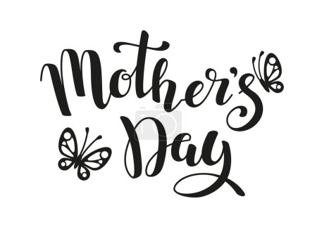Téléchargez les illustrations : Happy Mothers day lettering. Vector hand drawn Illustration of Calligraphy text isolated on white background - en licence libre de droit