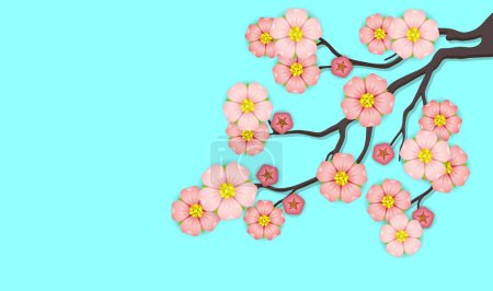 Téléchargez les illustrations : Branche de fleurs Sakura. Fond vectoriel pour la fête des femmes, la Saint Valentin, la fête des mères et le jour du mariage - en licence libre de droit