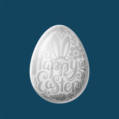 Téléchargez les illustrations : Illustration vectorielle de l'œuf de Pâques avec joyeux lettrage dessiné à la main de Pâques - en licence libre de droit