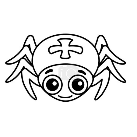 Ilustración de Araña graciosa. Insectos para colorear en un estilo de dibujos animados - Imagen libre de derechos