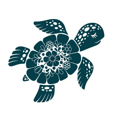 Illustration for Decorative stylized image of a sea turtle. World oceans day logo - Royalty Free Image