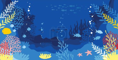 Vector background. Underwater marine life of a coral reef