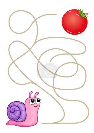 Illustration for Maze game for children. Find the correct way for snail. Vector illustration for children books - Royalty Free Image
