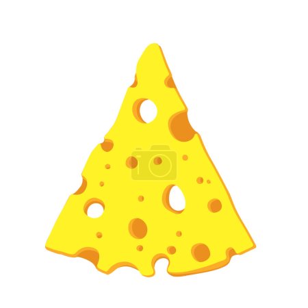 Téléchargez les illustrations : Illustration d'une tranche carrée de fromage dans un style dessin animé - en licence libre de droit