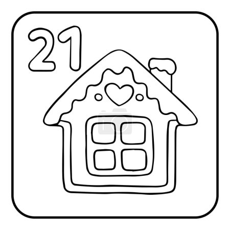 Ilustración de Calendario de Adviento de Navidad para colorear. Cartel vectorial dibujado a mano con diferentes símbolos navideños. Página para colorear en blanco y negro - Imagen libre de derechos