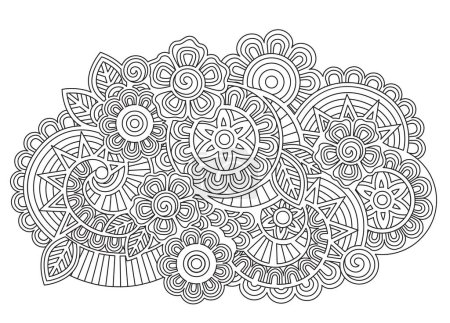 Téléchargez les illustrations : Modèle vectoriel de mandala abstrait dans un style doodle. Livre de coloriage vectoriel pour adultes - en licence libre de droit