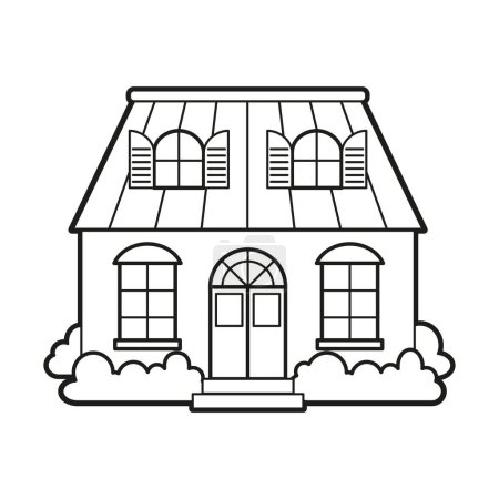 Illustration for Vector coloring for children. Illustration of single thin house - Royalty Free Image
