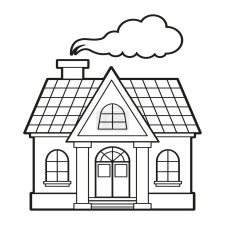 Illustration for Vector coloring for children. Illustration of single thin house - Royalty Free Image