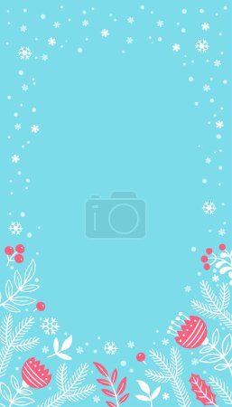 Illustration for Vertical banner with flower pattern. Hand draw illustration. Card with flowers and leaves on blue background - Royalty Free Image