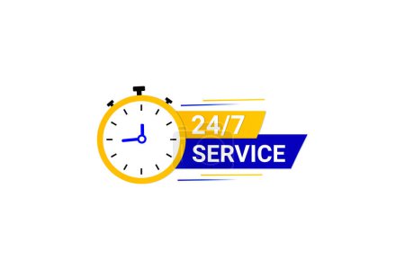 Illustration for 24 7 hour service with clock design. - Royalty Free Image