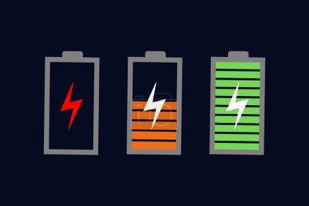Téléchargez les illustrations : Conception d'étiquette de charge de batterie. - en licence libre de droit