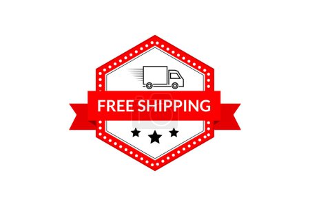 Illustration for Free shipping delivery label.Promotion flat illustration. - Royalty Free Image