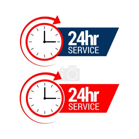 Illustration for Everyday 24hr service  with clock vector. - Royalty Free Image