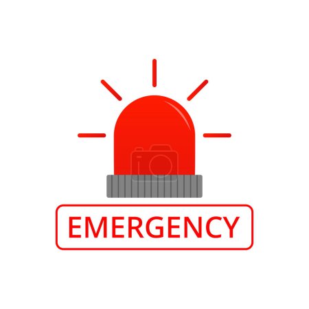 Illustration for Emergency word concept with red siren illustration. - Royalty Free Image