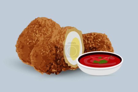 Illustration for Bangladeshi Traditional Food Egg chops vector design. - Royalty Free Image