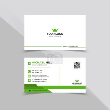 Illustration for Minimal Business card template in white green and red color - Royalty Free Image