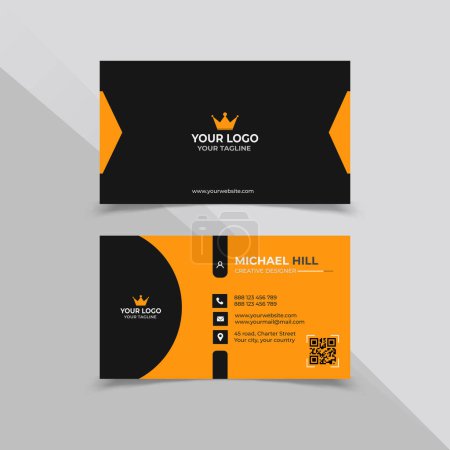 Ilustración de Plantilla de diseño de tarjetas de visita negro y naranja - Imagen libre de derechos