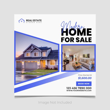 Illustration for Real estate house property sale social media post template - Royalty Free Image