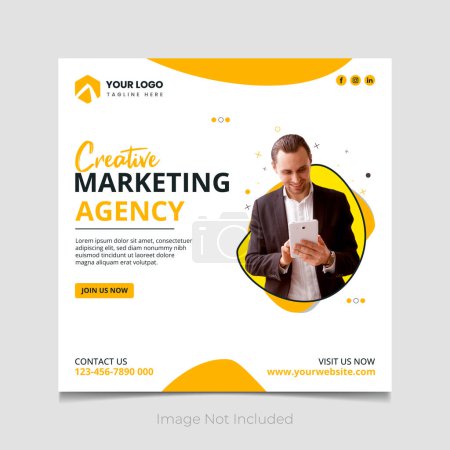 Illustration for Creative marketing agency social media post vector template. - Royalty Free Image