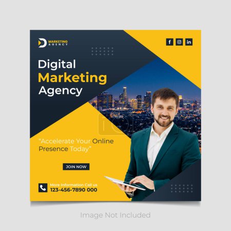 Agencia de marketing digital social media post vector plantilla 