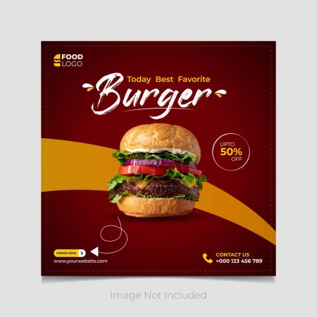 Vector delicioso menú de comida hamburguesa plantilla de medios sociales