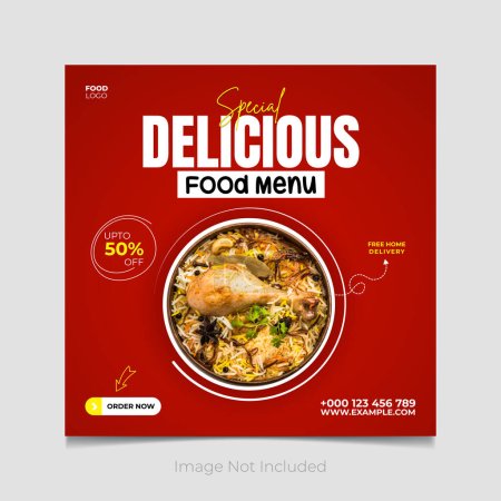 Illustration for Vector Special delicious food social media post design template - Royalty Free Image