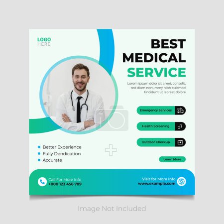 Medical doctor and healthcare social media post design vector template