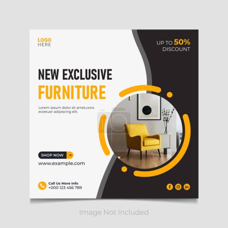 Illustration for New exclusive furniture social media post vector template - Royalty Free Image