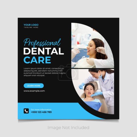 Illustration for Dental care social media post vector template - Royalty Free Image