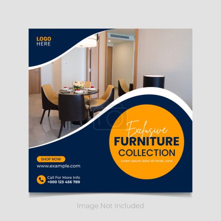 Illustration for New Exclusive Furniture social media Post  vector template. - Royalty Free Image