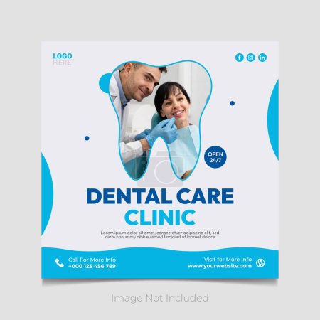 Illustration for Dental care clinic social media post vector template - Royalty Free Image