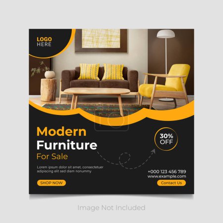 Illustration for Modern Furniture sell social media post vector template - Royalty Free Image