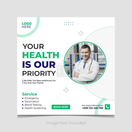 Illustration for Vector medical doctor and healthcare social media post design - Royalty Free Image