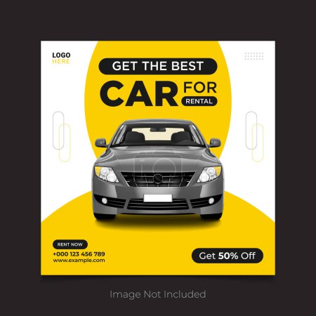 Ilustración de Consigue el mejor alquiler de coches Social Media Post Banner Template Design. - Imagen libre de derechos
