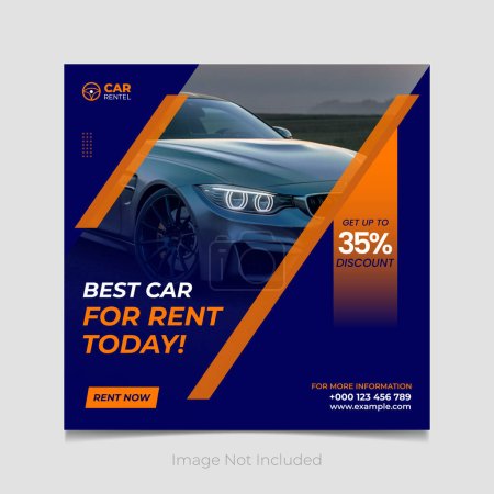 Ilustración de Mejor coche de alquiler Social Media Post Banner Template Design en color degradado. - Imagen libre de derechos