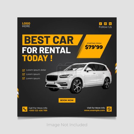 Best Car for rental Social Media Post Banner Template Design.