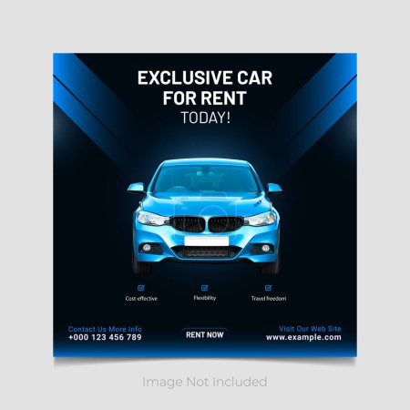 Illustration for Exclusive Car for rent today Social Media Post Banner Template Design. - Royalty Free Image