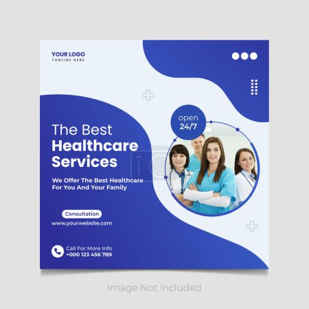 Illustration for Vector medical healthcare social media post design - Royalty Free Image