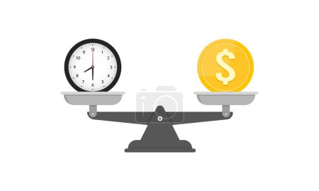 Illustration for Work life balance between time and money. Vector illustration. - Royalty Free Image