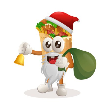 Illustration for Cute burrito mascot santa claus christmasPerfect for food store, small business or e-Commerce, merchandise and sticker, banner promotion, food review blog or vlog channe - Royalty Free Image
