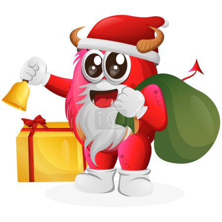 Téléchargez les photos : Mignon monstre rouge santa claus christmasParfait pour les enfants, petite entreprise ou e-commerce, marchandises et autocollants, bannière promotion, blog ou vlog channe - en image libre de droit