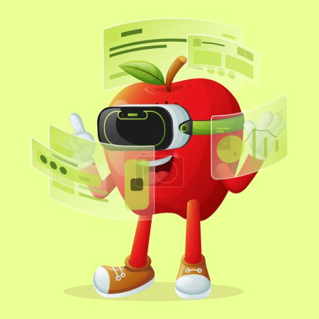 Cute apple character in metaverse. Perfect for kids, merchandise and sticker, banner promotion or blo